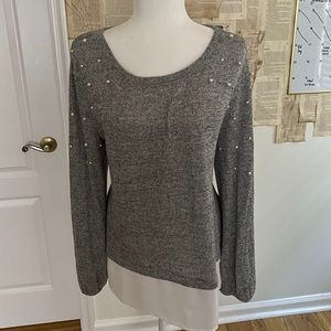 New York and Company Sweater with Pearl Beading and Silky Bottom